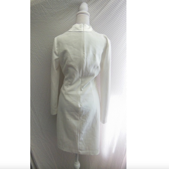 NEW ELIZA J White CREPE Tuxedo BLAZER Satin LAPEL Pearl Button SHEATH DRESS 8 - Picture 10 of 10